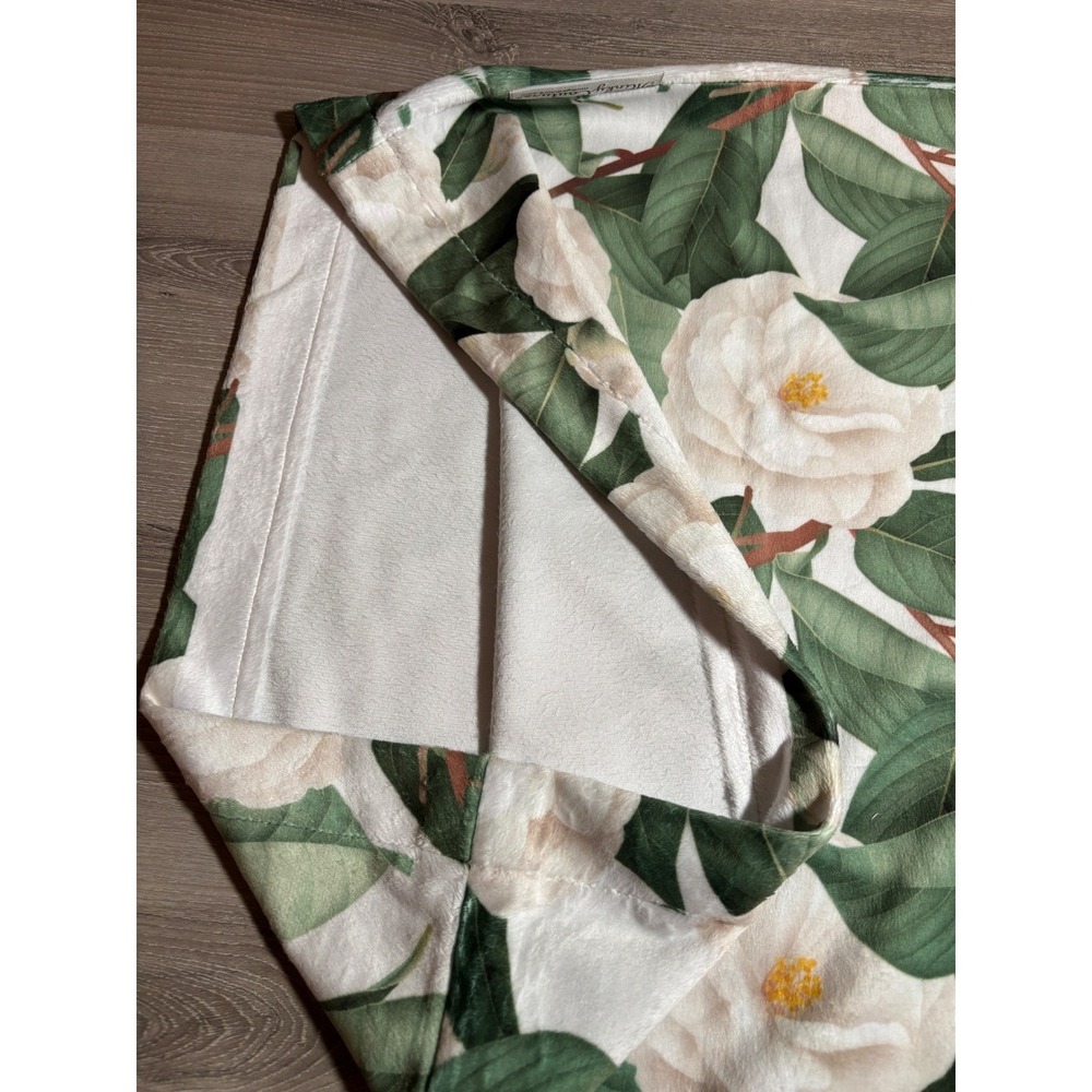 Minky Couture White Camellia Floral Plush Pillowcase Green Leaves Botanical - Picture 6 of 8